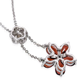 14k White Gold Garnet and Diamond Flower Necklace