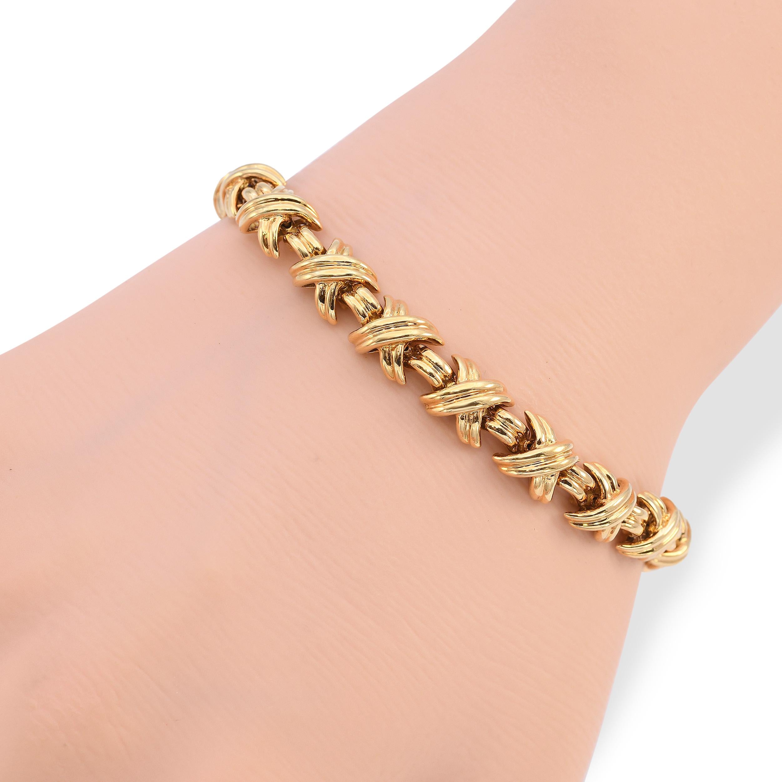 Vintage Tiffany & Co. 18k Yellow Gold Signature X Link Bracelet