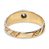 Antique 14k Yellow Gold English 0.20ct Old Euro Cut Diamond Hand Engraved Ring