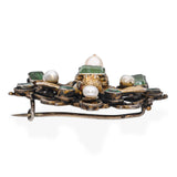 Antique Austro-Hungarian Vermeil Emerald & Pearl Eagle Brooch