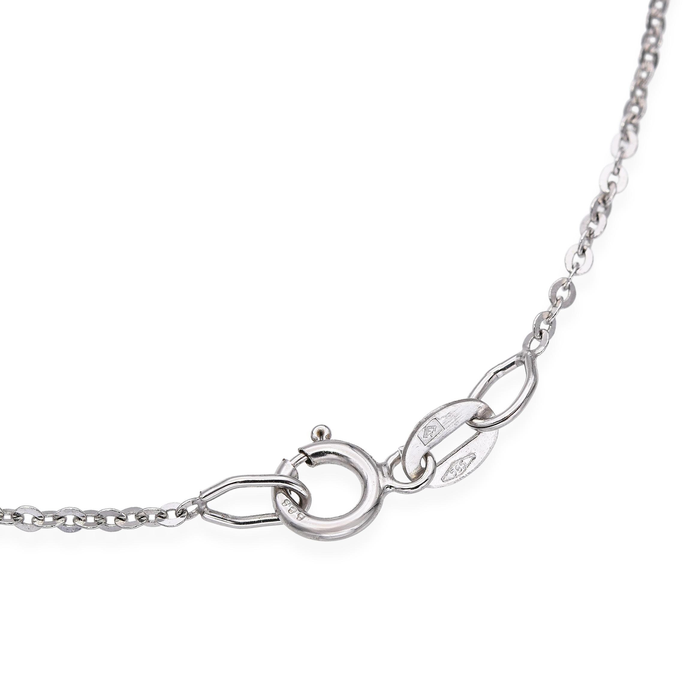 14k White Gold Garnet and Diamond Flower Necklace