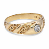 Antique 14k Yellow Gold English 0.20ct Old Euro Cut Diamond Hand Engraved Ring