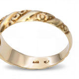 Antique 14k Yellow Gold English 0.20ct Old Euro Cut Diamond Hand Engraved Ring