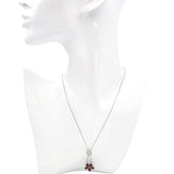 14k White Gold Garnet and Diamond Flower Necklace