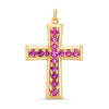 Vintage 14k Yellow Gold Pink Sapphire Cross Pendant