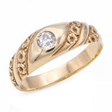 Antique 14k Yellow Gold English 0.20ct Old Euro Cut Diamond Hand Engraved Ring