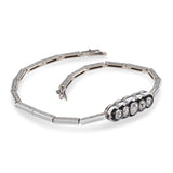 Antique Edwardian 14k Yellow Gold Sterling Silver Top Old Euro Diamond Bracelet