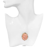 Antique Yellow Gold Coral Cameo with Seed Pearl & Diamond Frame Brooch