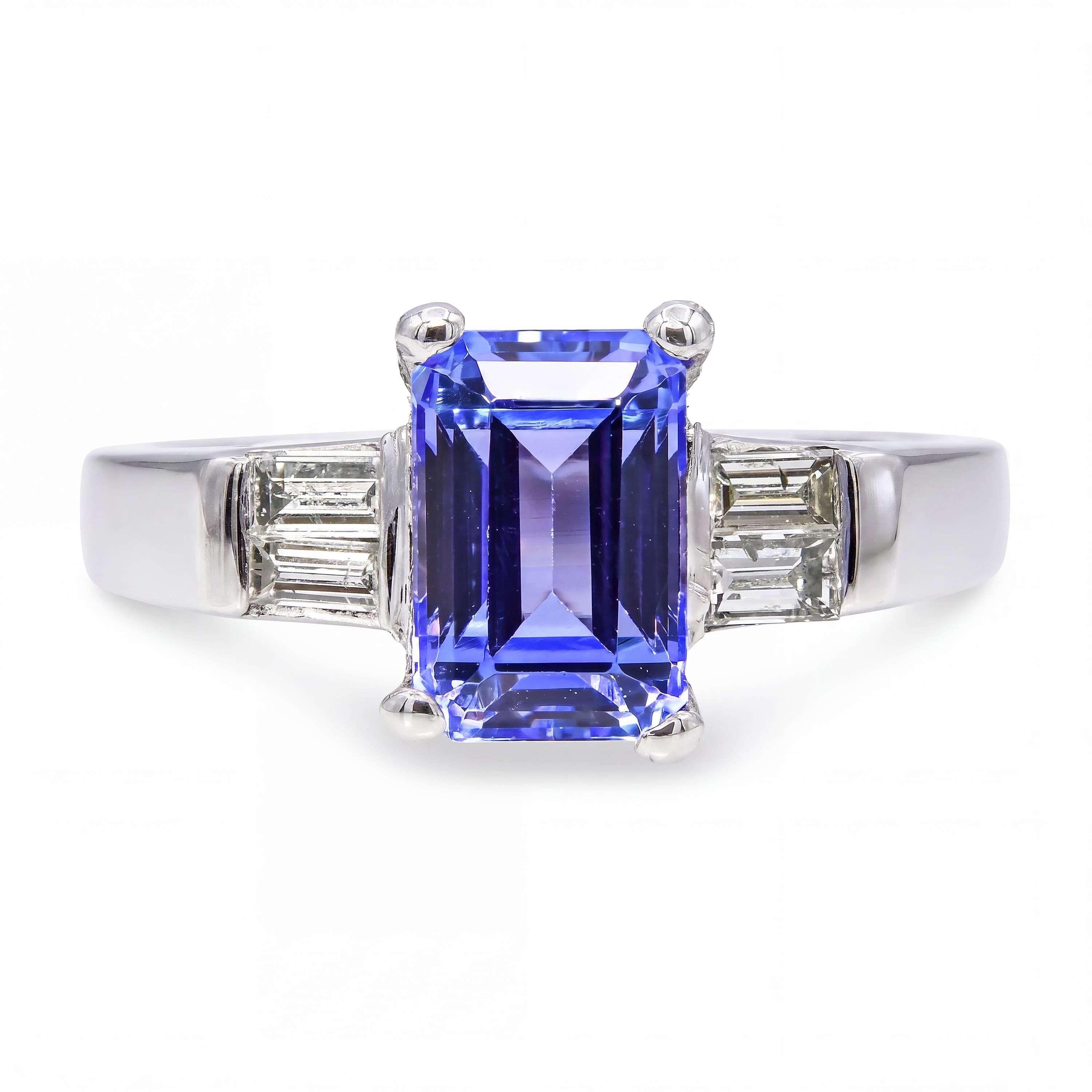 Platinum 1.94ct Tanzanite and Diamond Engagement Ring