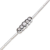 Antique Edwardian 14k Yellow Gold Sterling Silver Top Old Euro Diamond Bracelet
