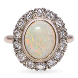 Vintage 14k Yellow Gold 1.41ct Australian Opal .70tcw Diamond Halo Ring