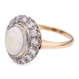 Vintage 14k Yellow Gold 1.41ct Australian Opal .70tcw Diamond Halo Ring