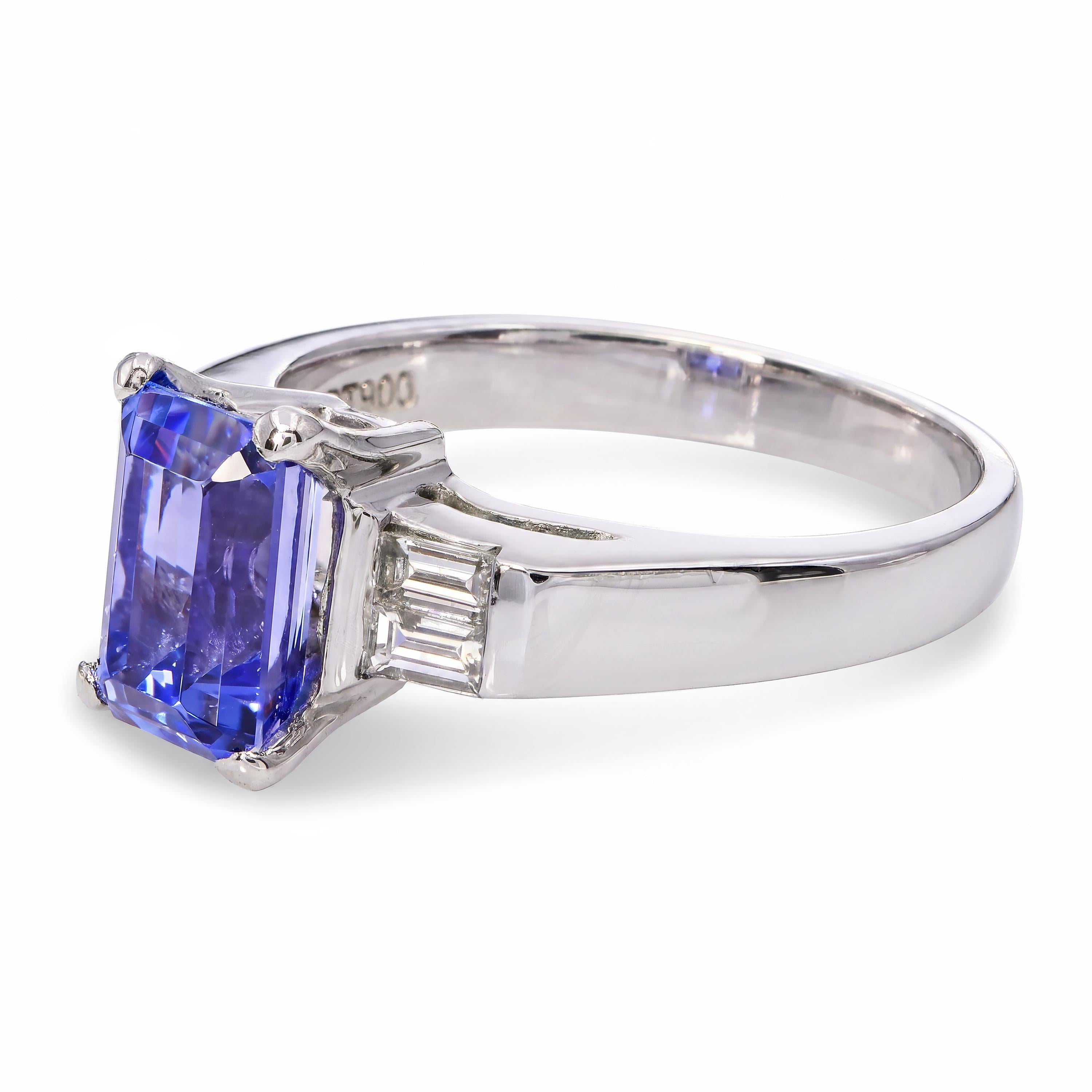 Platinum 1.94ct Tanzanite and Diamond Engagement Ring