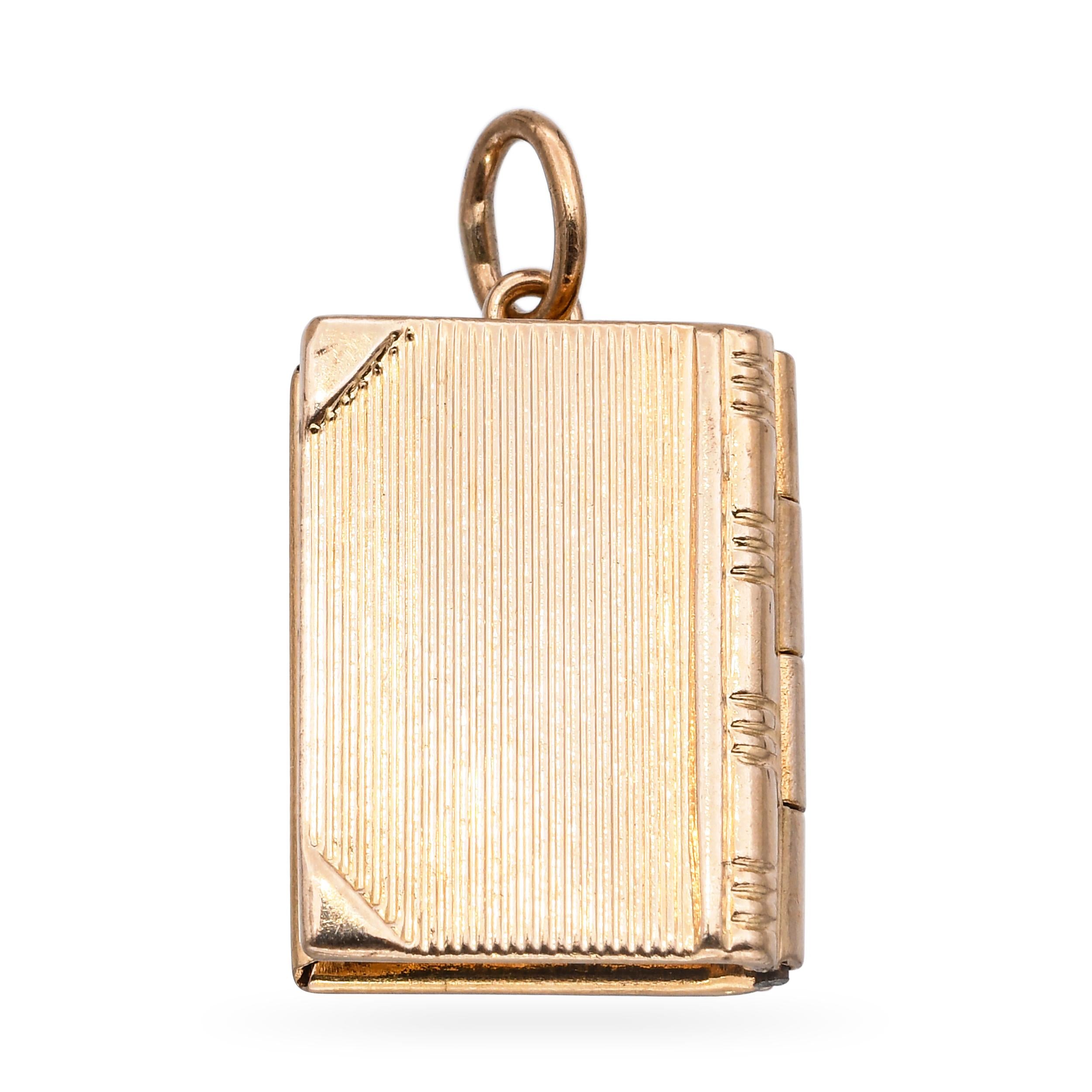 Vintage 14k Yellow Gold Bible Locket Charm Pendant