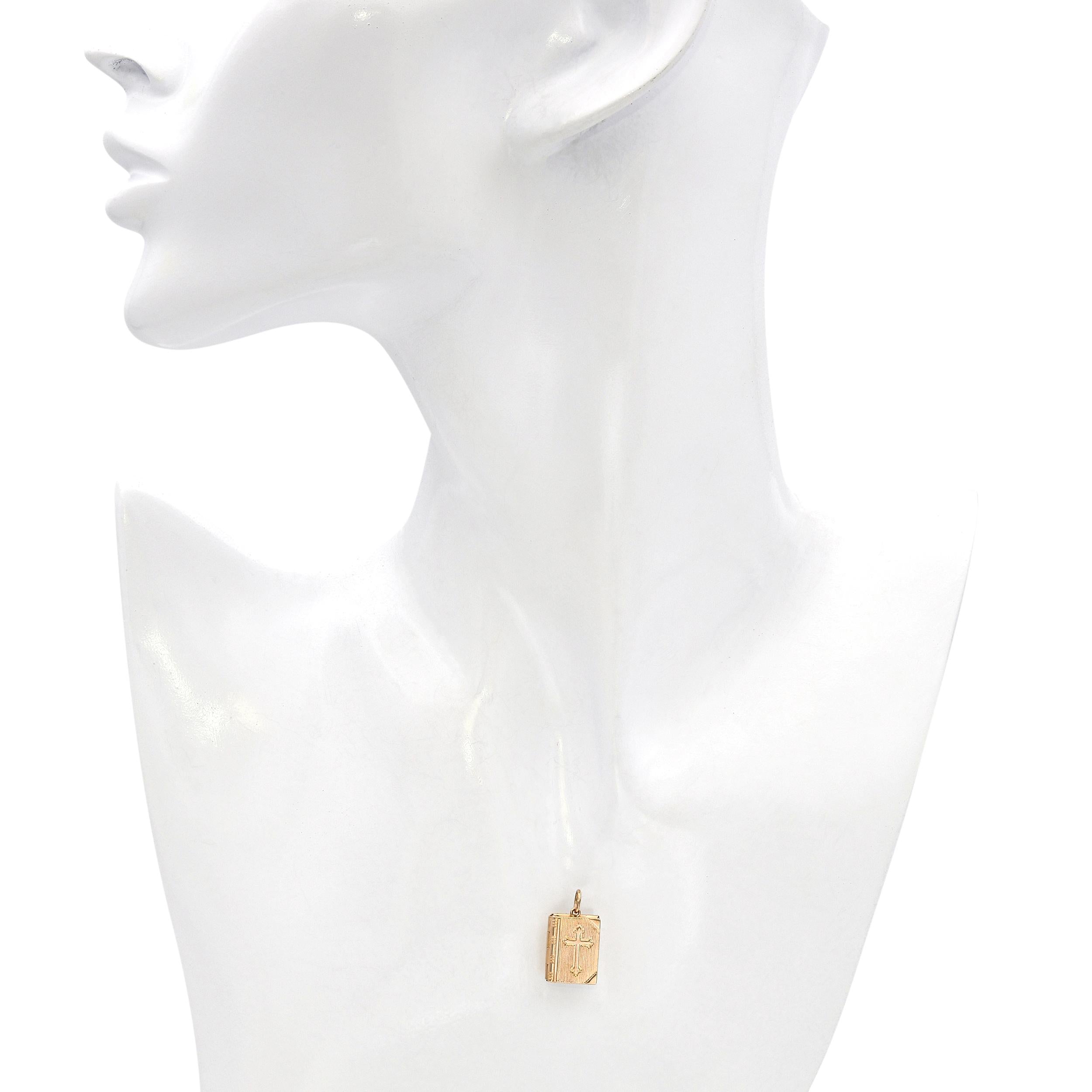 Vintage 14k Yellow Gold Bible Locket Charm Pendant