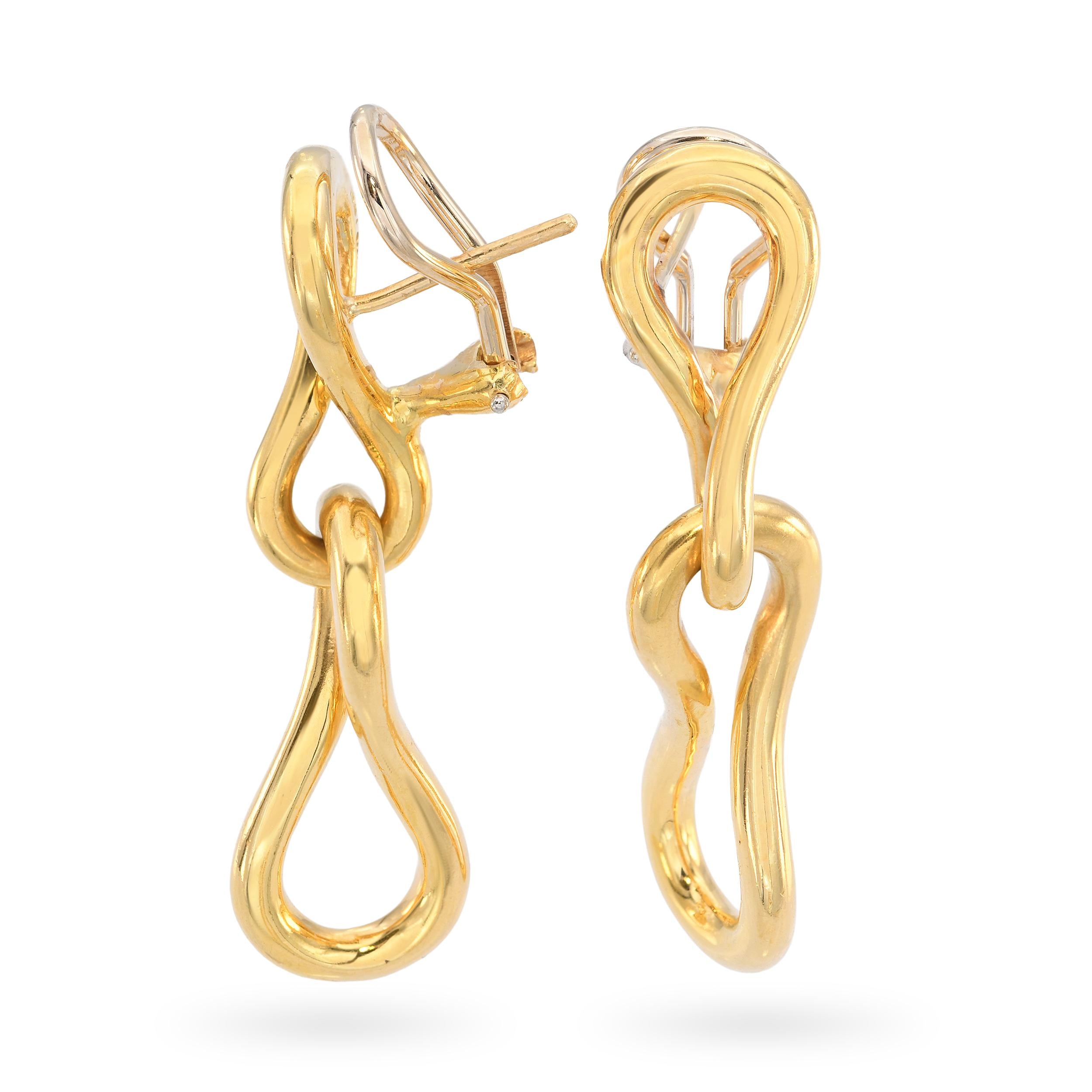 Vintage 1981 18k Yellow Gold Angela Cummings Twisted Loupe Earrings