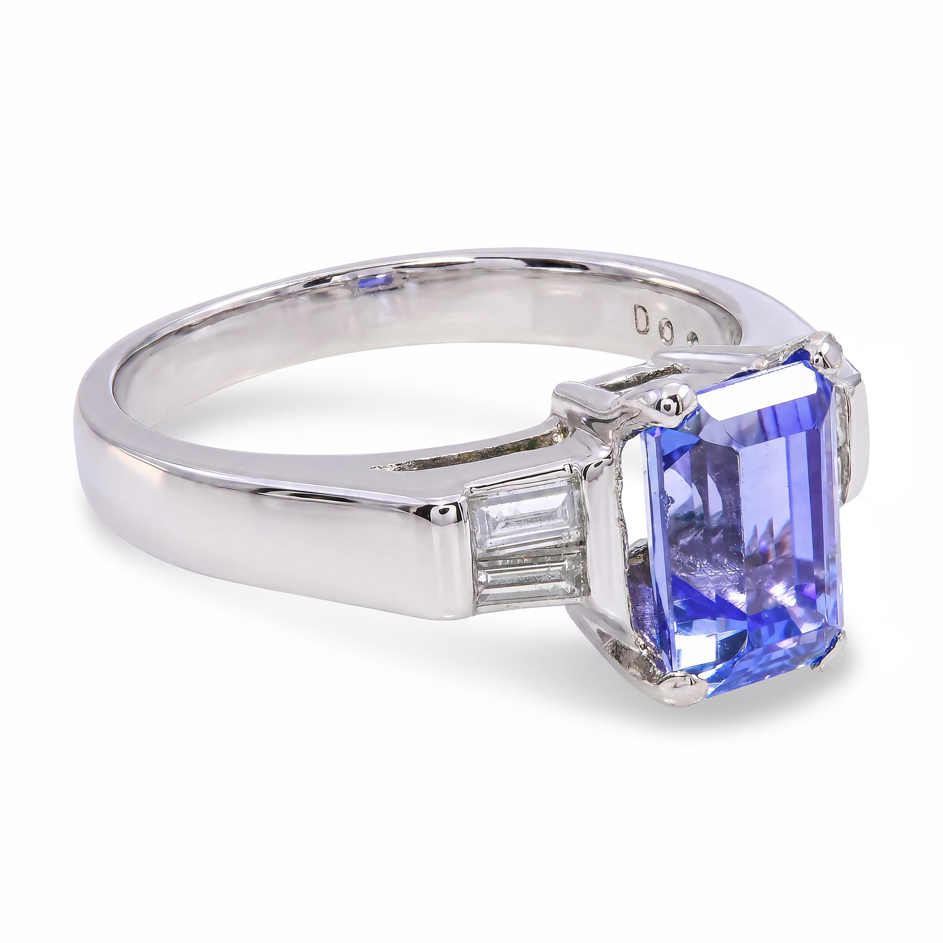 Platinum 1.94ct Tanzanite and Diamond Engagement Ring