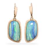 Vintage 14k Yellow Gold Boulder Opal Drop Earrings