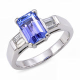 Platinum 1.94ct Tanzanite and Diamond Engagement Ring