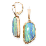 Vintage 14k Yellow Gold Boulder Opal Drop Earrings