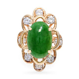 Vintage 14k Yellow Gold 3.80ct Green Jadeite Jade and Diamond Ring
