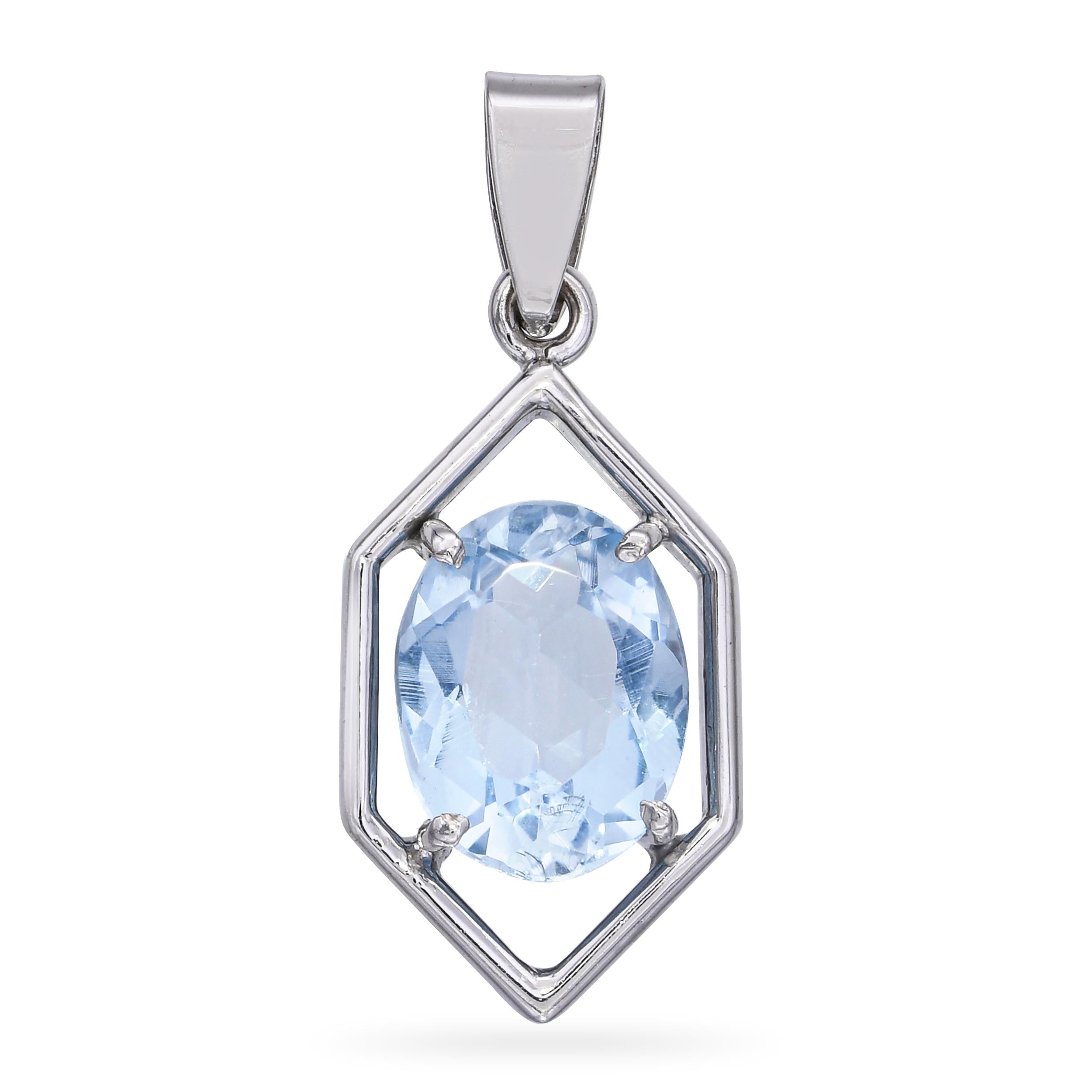 H. Stern 18k White Gold 1.51ct Aquamarine Pendant