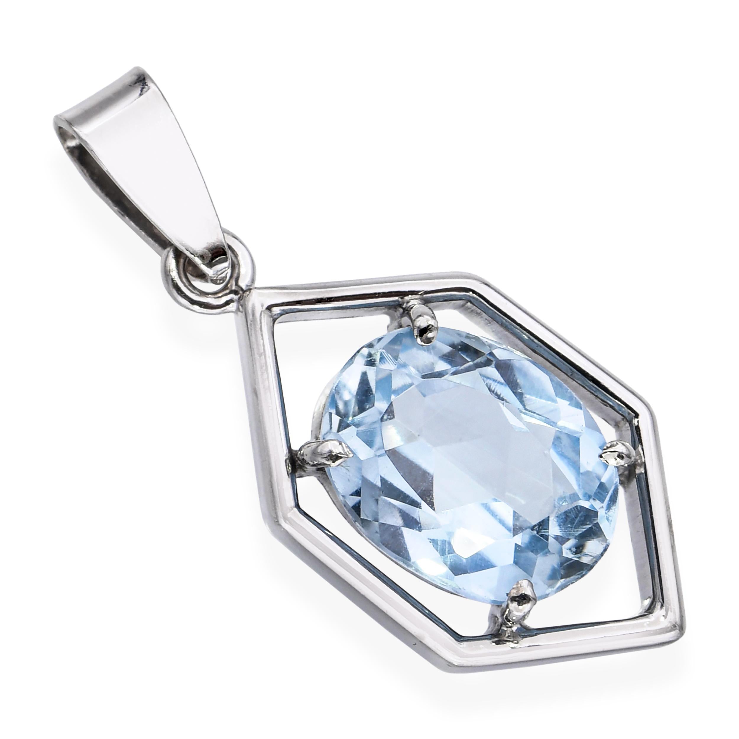 H. Stern 18k White Gold 1.51ct Aquamarine Pendant