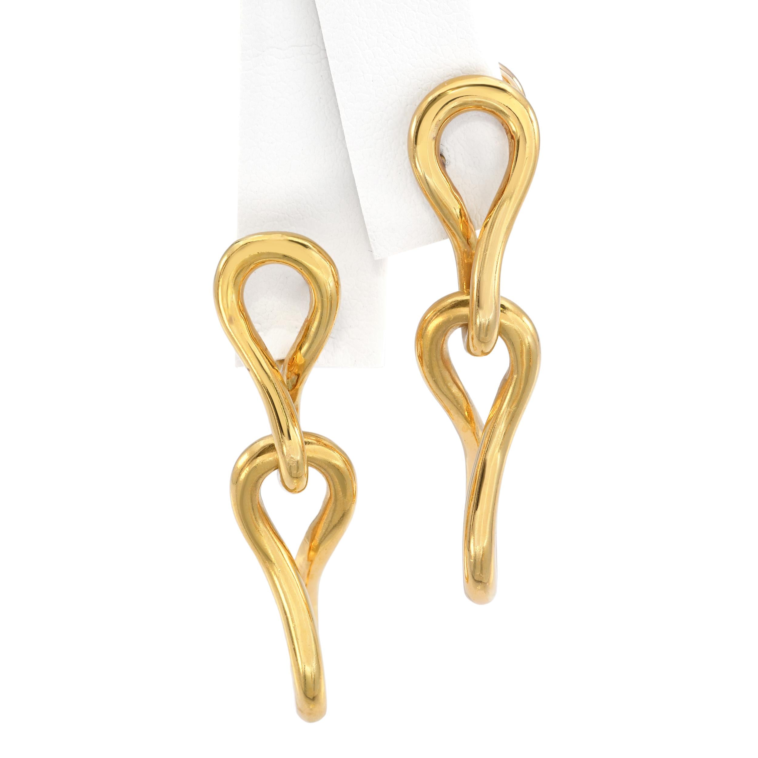 Vintage 1981 18k Yellow Gold Angela Cummings Twisted Loupe Earrings