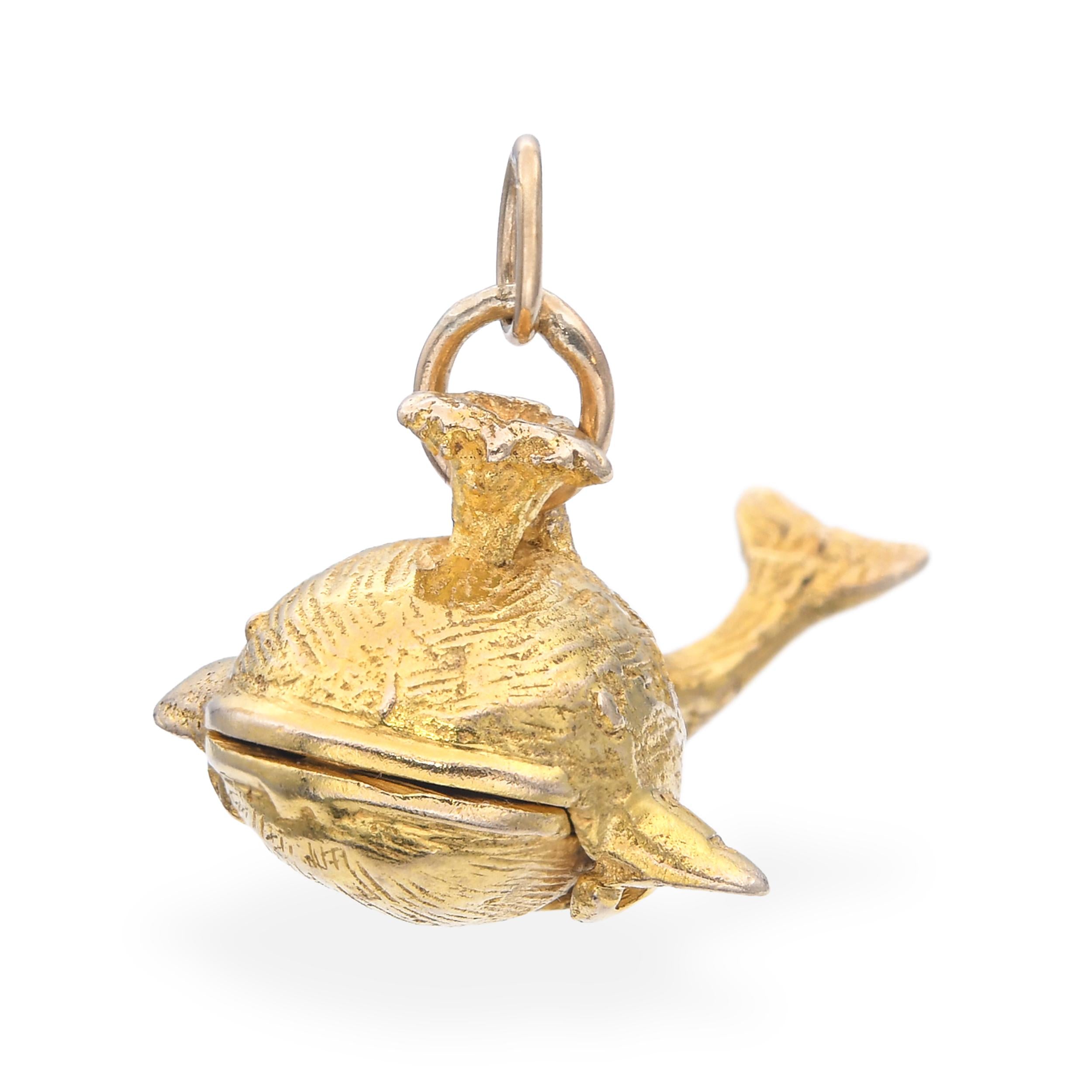 Vintage 9k Yellow Gold Moby Dick in Whale Charm