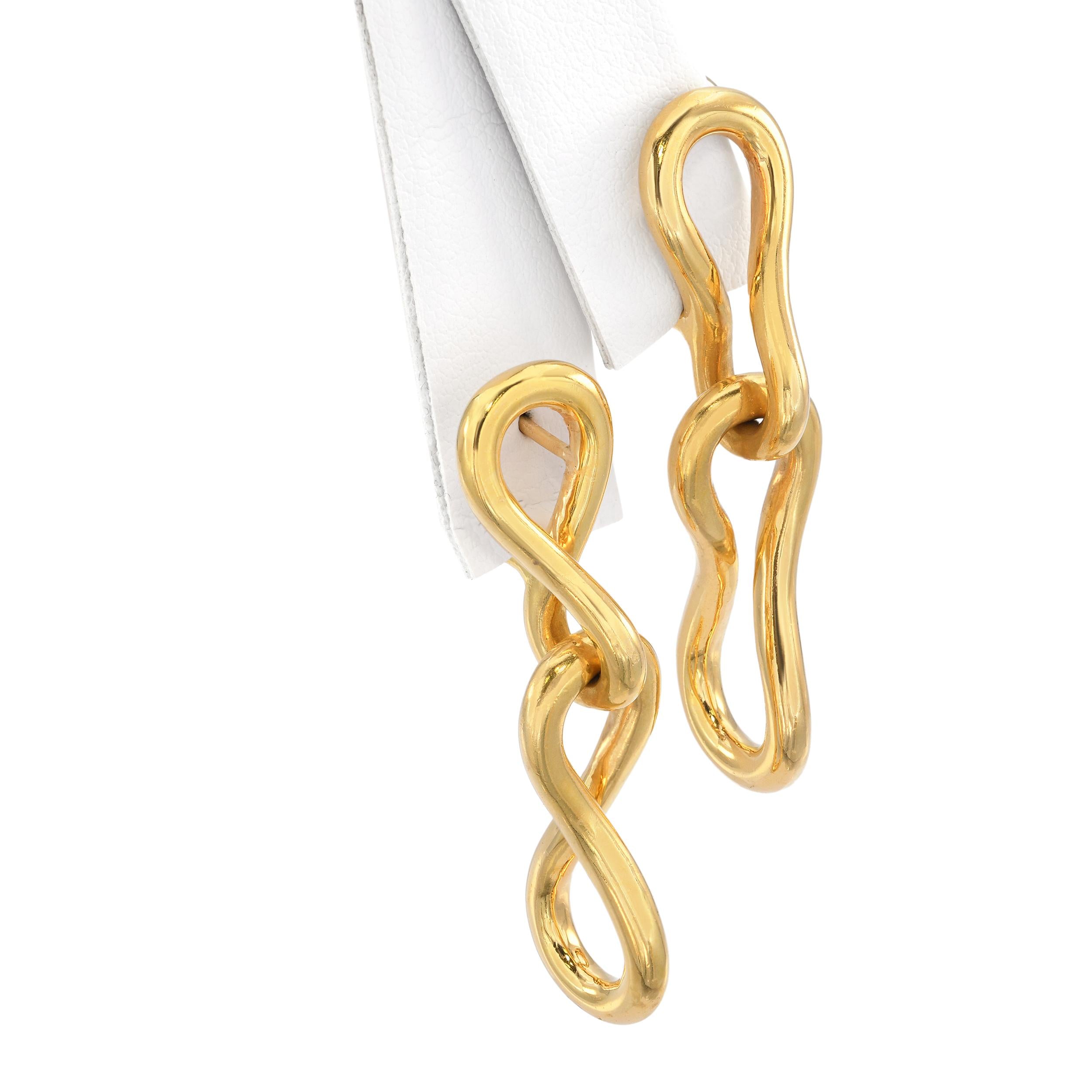Vintage 1981 18k Yellow Gold Angela Cummings Twisted Loupe Earrings