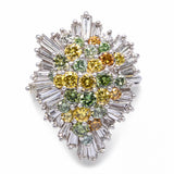 Vintage Platinum Colored & White Diamond Cluster Cocktail Ring