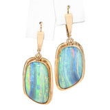 Vintage 14k Yellow Gold Boulder Opal Drop Earrings