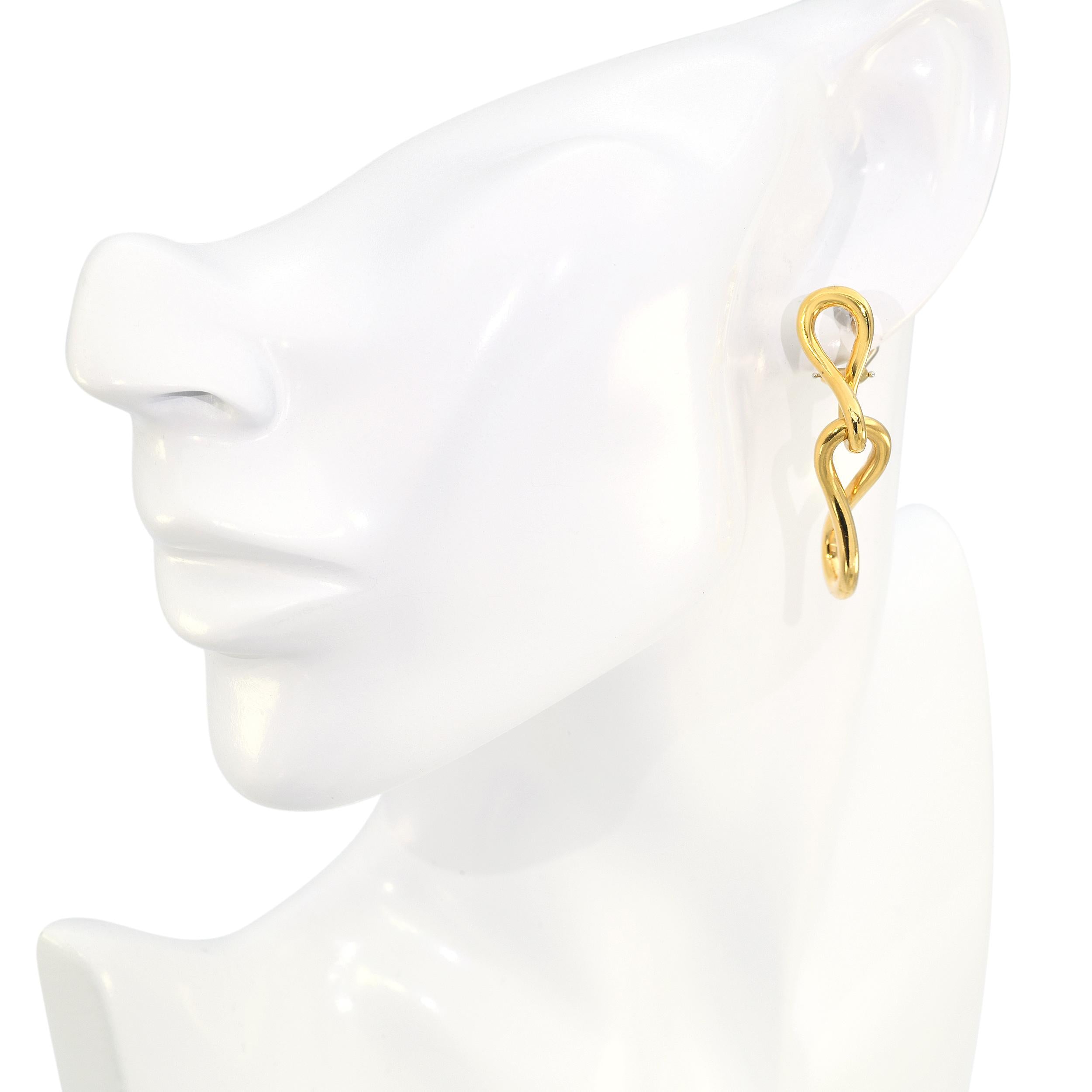 Vintage 1981 18k Yellow Gold Angela Cummings Twisted Loupe Earrings