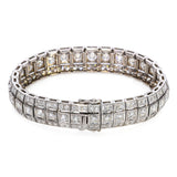 Art Deco Style 17k White Gold Multi Row Graduated 19.57tcw Diamond Line Bracelet