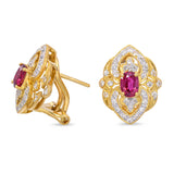 18k Yellow Gold Ruby & Diamond Earrings