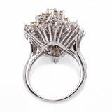 Vintage Platinum Colored & White Diamond Cluster Cocktail Ring