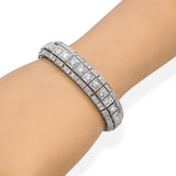 Art Deco Style 17k White Gold Multi Row Graduated 19.57tcw Diamond Line Bracelet