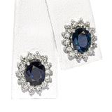Vintage 14k White Gold 2.10tcw Sapphire and Diamond Halo Earring Studs