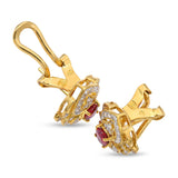 18k Yellow Gold Ruby & Diamond Earrings
