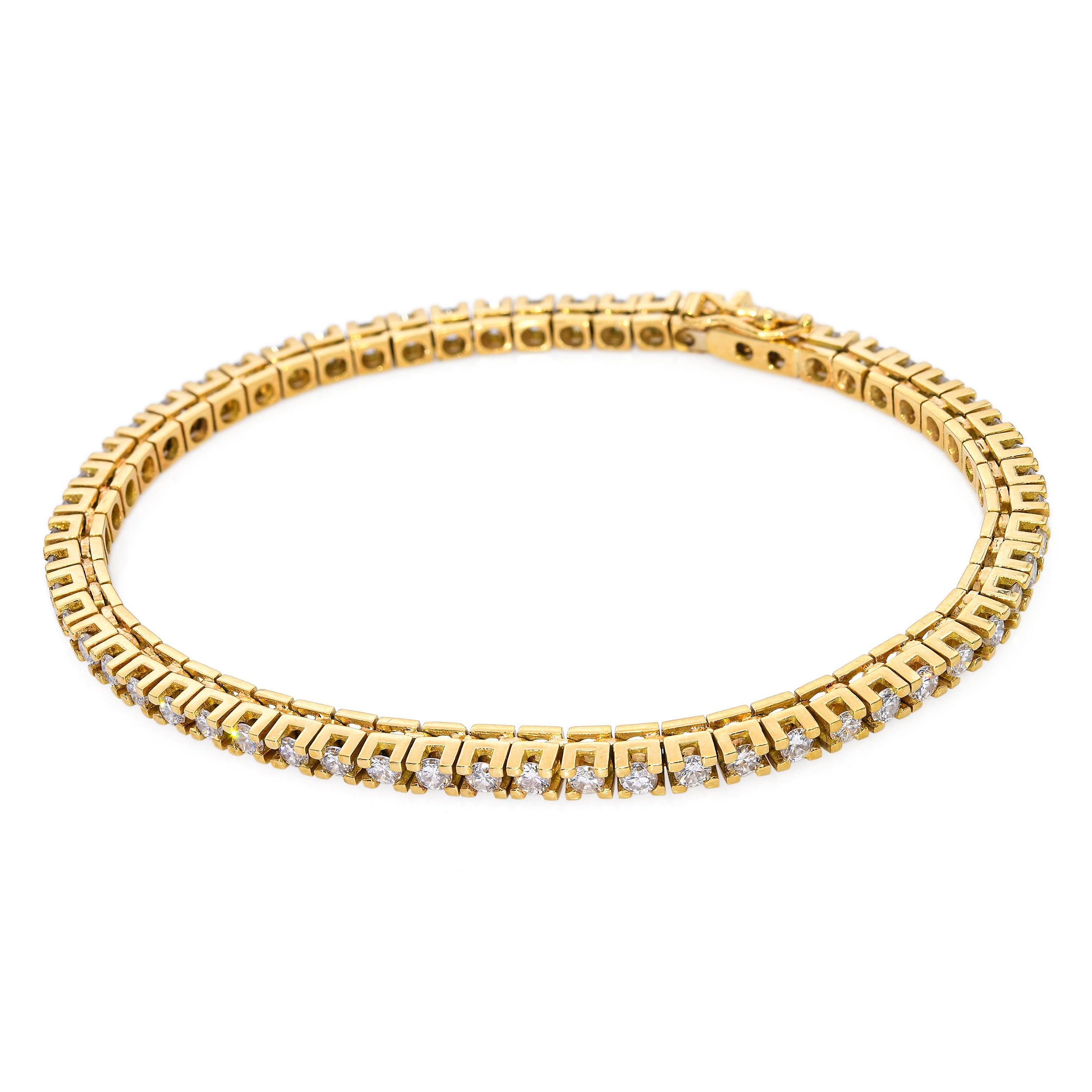 Vintage 18k Yellow Gold 2.9tcw Diamond Tennis Bracelet