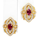 18k Yellow Gold Ruby & Diamond Earrings