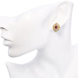 18k Yellow Gold Ruby & Diamond Earrings
