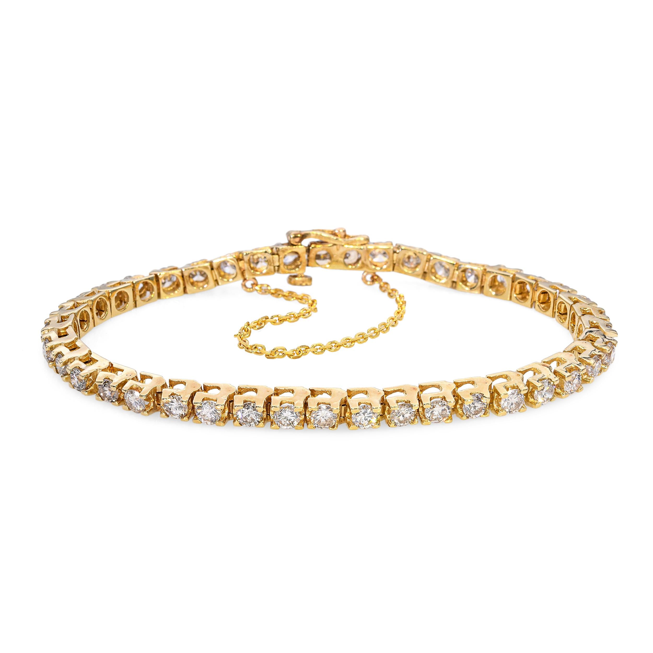 Vintage 14k Yellow Gold 3.3tcw Diamond Tennis Bracelet