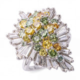Vintage Platinum Colored & White Diamond Cluster Cocktail Ring
