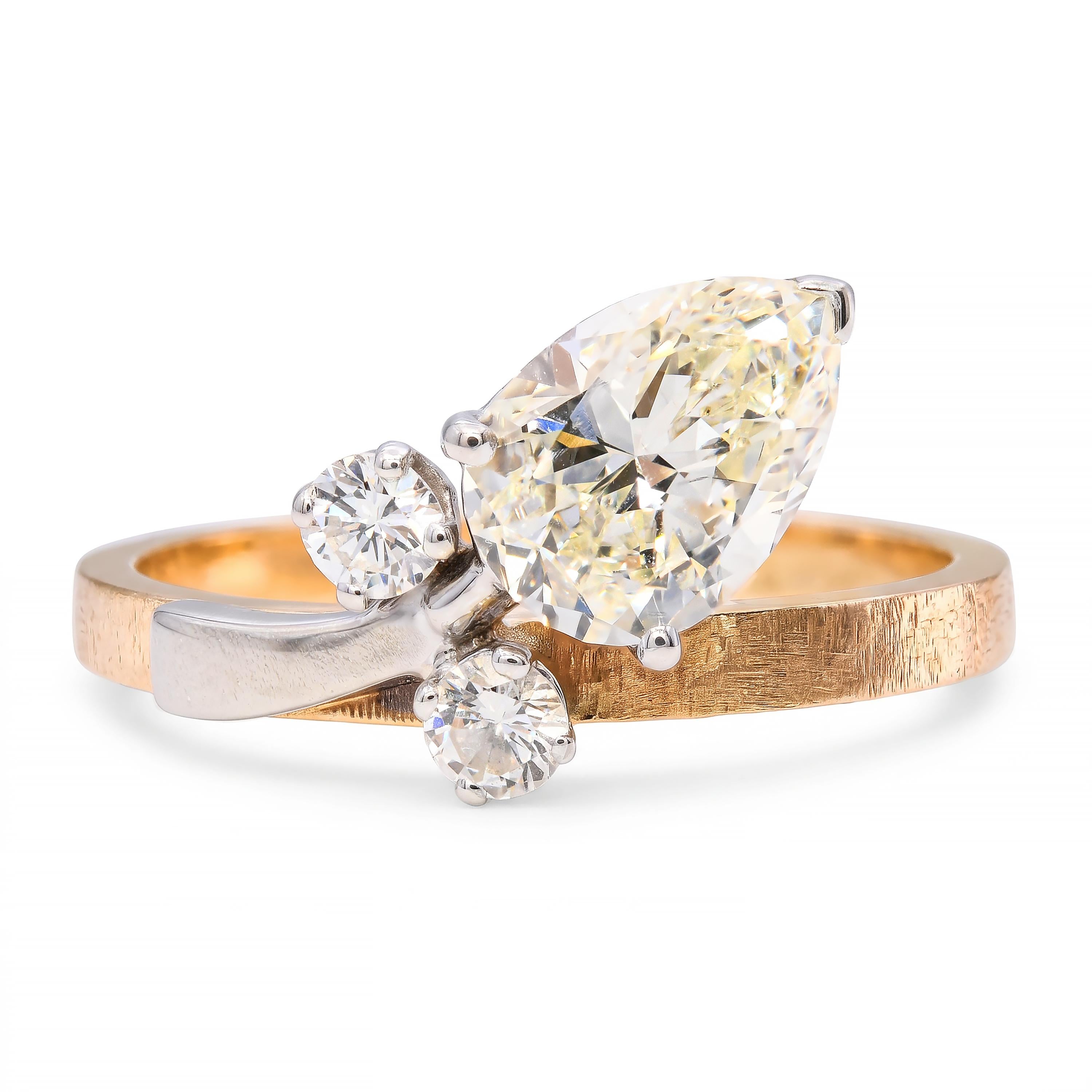 Vintage Yellow Gold 1.15ctw Diamond Bypass Ring