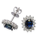 Vintage 14k White Gold 2.10tcw Sapphire and Diamond Halo Earring Studs