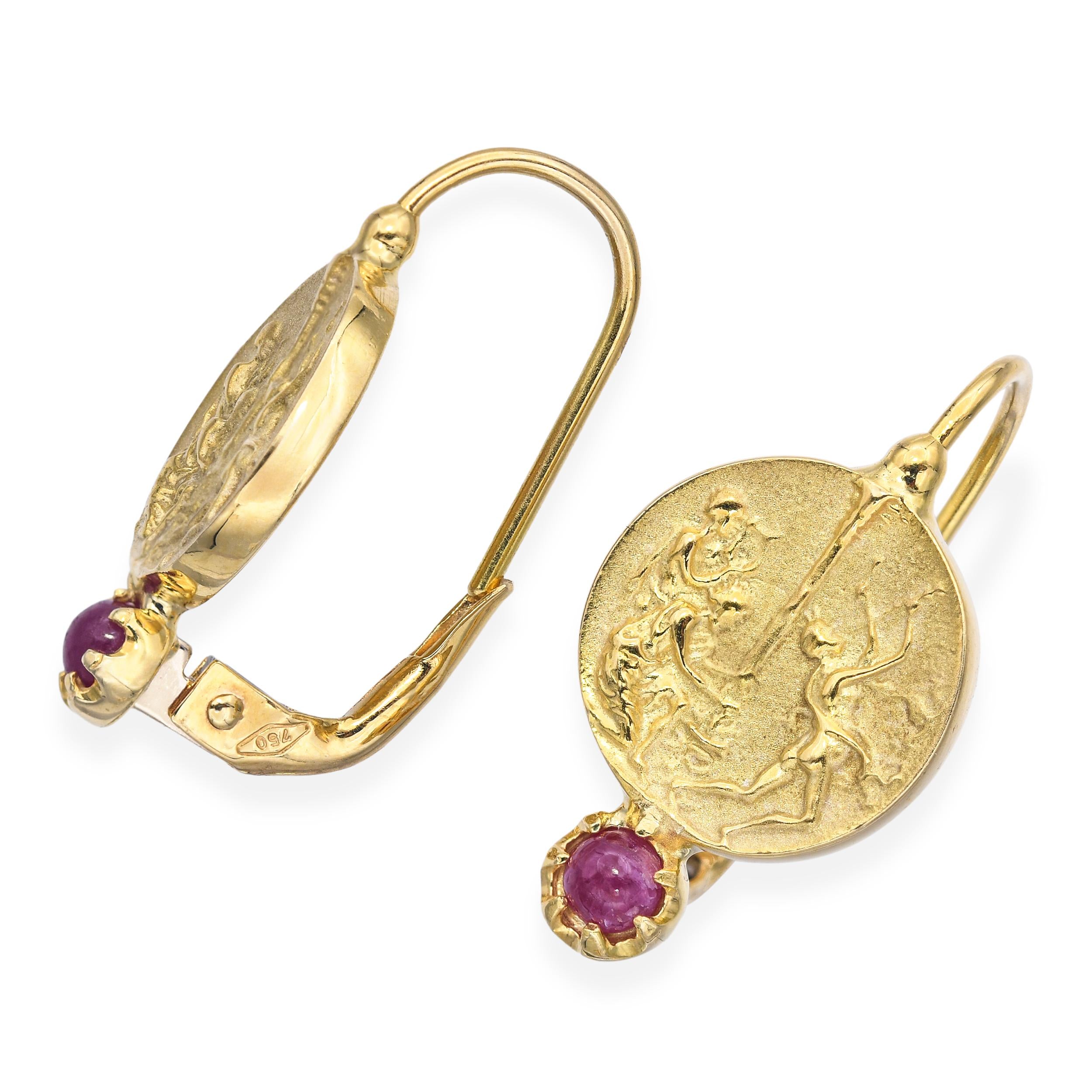 Italian Tagliamonte 18k Yellow Gold Ruby Earrings