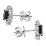 Vintage 14k White Gold 2.10tcw Sapphire and Diamond Halo Earring Studs