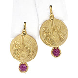 Italian Tagliamonte 18k Yellow Gold Ruby Earrings