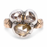 Antique Georgian 15k Rose Gold & Silver Topped Rose Cut Foilback Ring
